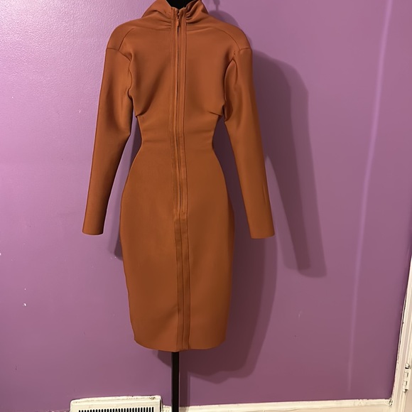 Sharp Bodycon Dress, Rust/Orange - Picture 2 of 5